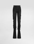Denim Cargo Flared Trousers
