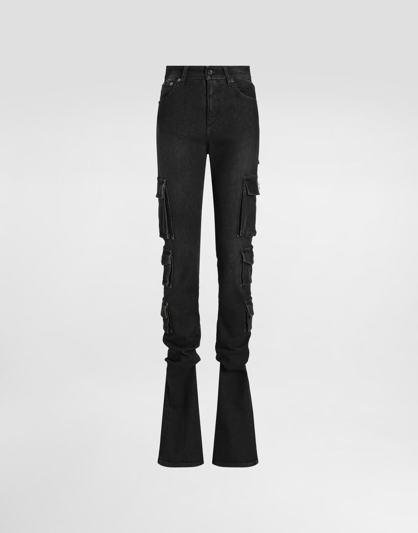 Džínsy Dolce & Gabbana Denim Cargo Flared Trousers Čierna | FTDHKDG8OS3S9001