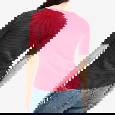 Tričko Courrèges Short Sleeves Light Rib Sweater Červená | 124MPU130FI0049-4031, 3