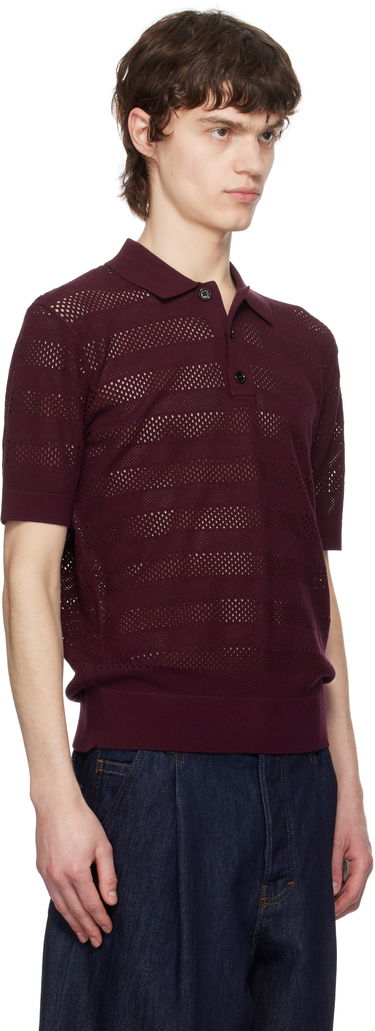 Polo tričko Dries Van Noten Dries Van Noten Open-Knit Polo Vínová | 251-021213-1701, 1