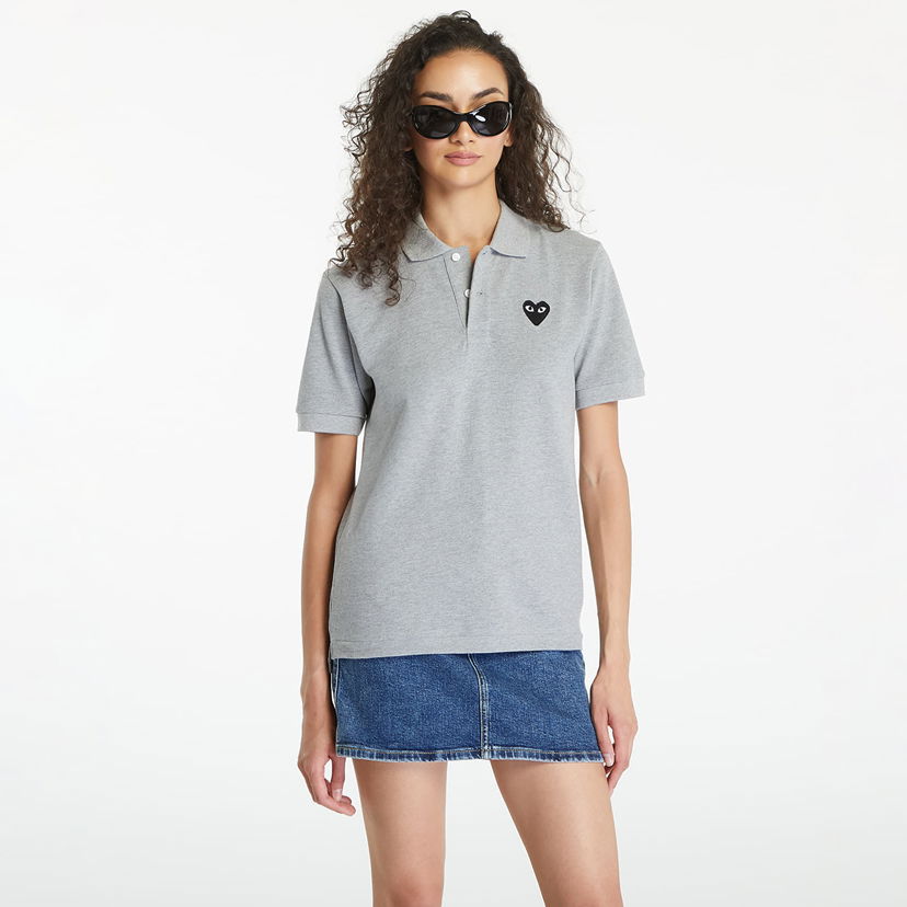 Tričko Comme des Garçons PLAY Emblem Knit Short Sleeve Tee UNISEX Grey Šedá | AX-T078 GREY