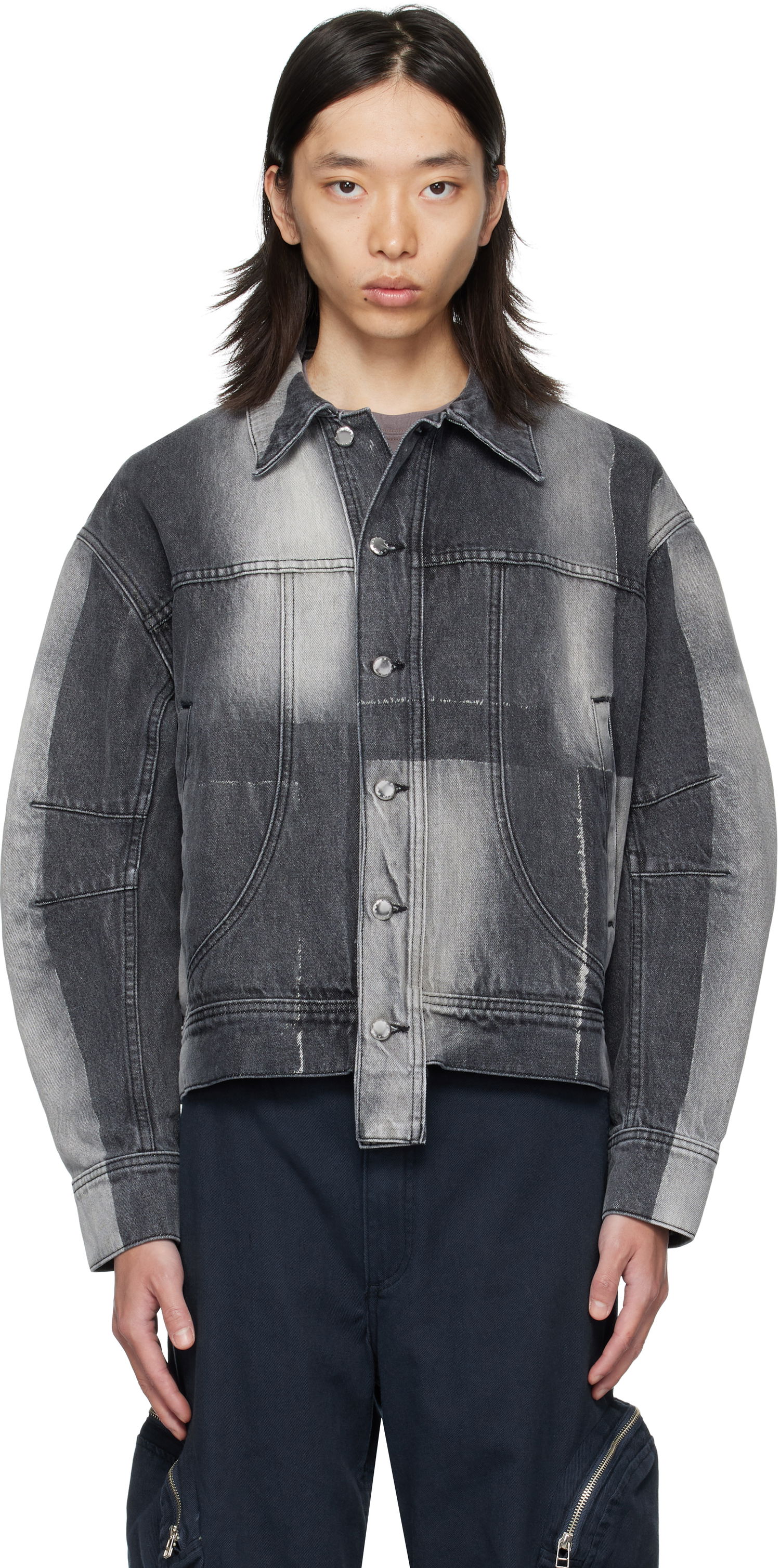Bunda Eckhaus Latta Eckhaus Latta 'El Jacket Redux' Denim Jacket Šedá | 1224-EL-PF25-SF, 0