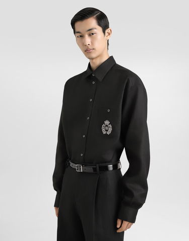 Košeľa Dolce & Gabbana Dolce & Gabbana Heraldic Patch Linen Shirt Čierna | G5MS2ZFU4IKN0000, 3