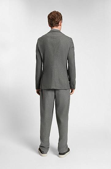 Bunda BOSS Slim-fit brushed stretch flannel blazer Šedá | 50551528, 1