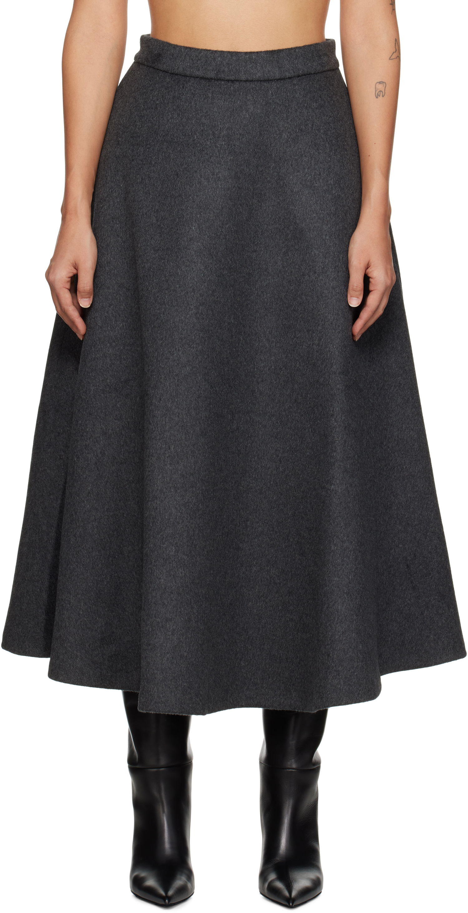 Sukňa Róhe Voluminous A-Line Midi Skirt Šedá | 613-32-027, 0