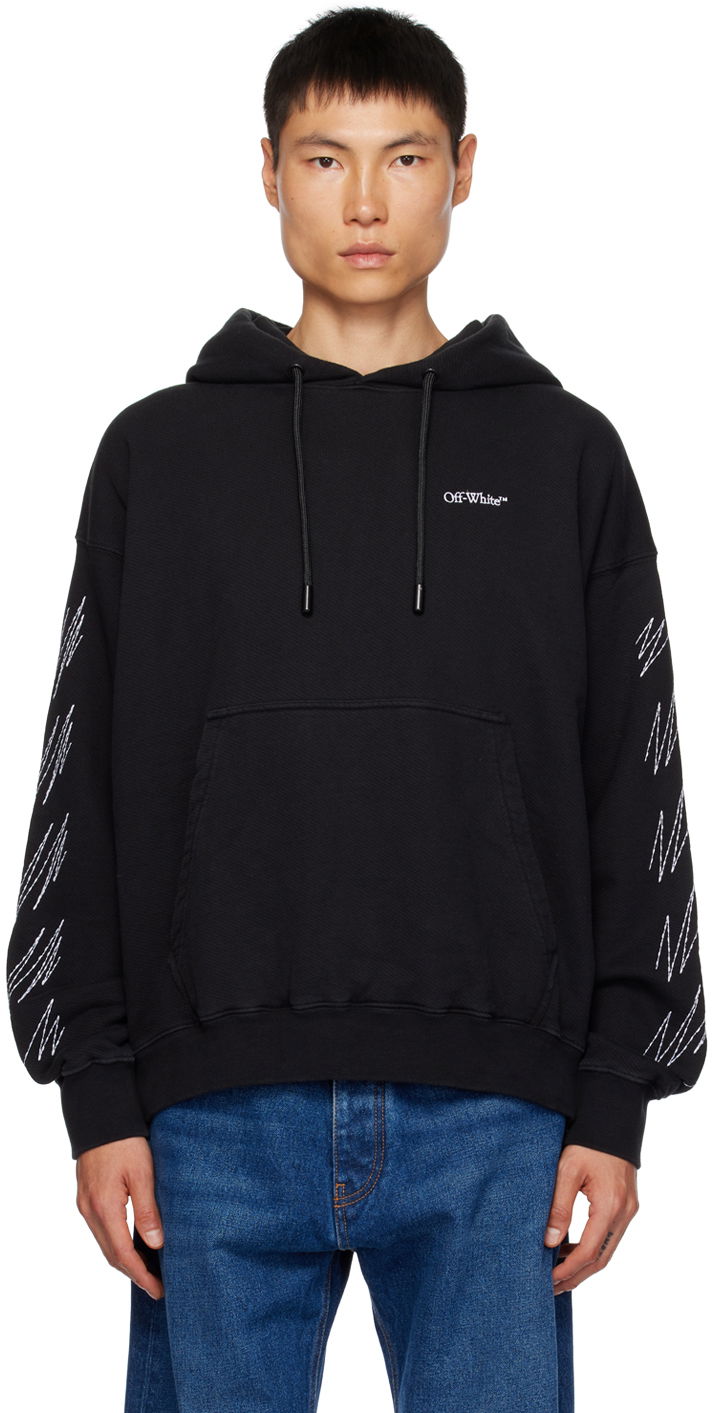 Black Stitched Hoodie