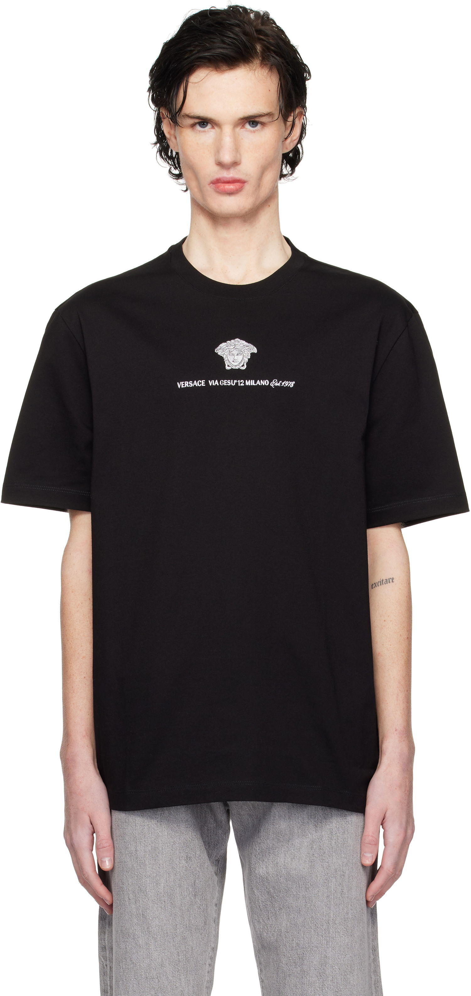 Tričko Versace Embroidered Medusa Graphic T-Shirt Čierna | 1013302_1A11054, 0
