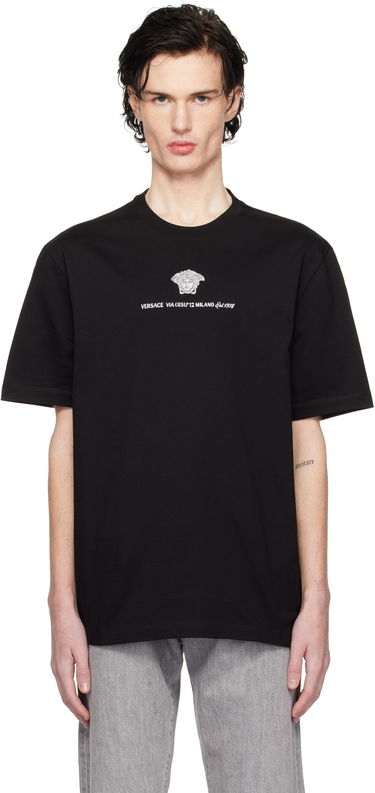 Tričko Versace Embroidered Medusa Graphic T-Shirt Čierna | 1013302_1A11054, 0