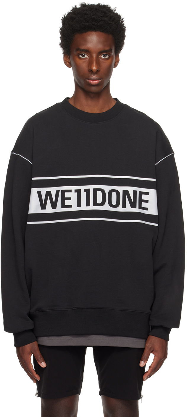 Mikina We11done Men's Reflective Stripe Sweatshirt Čierna | WD-SS5-19-048-BK, 0