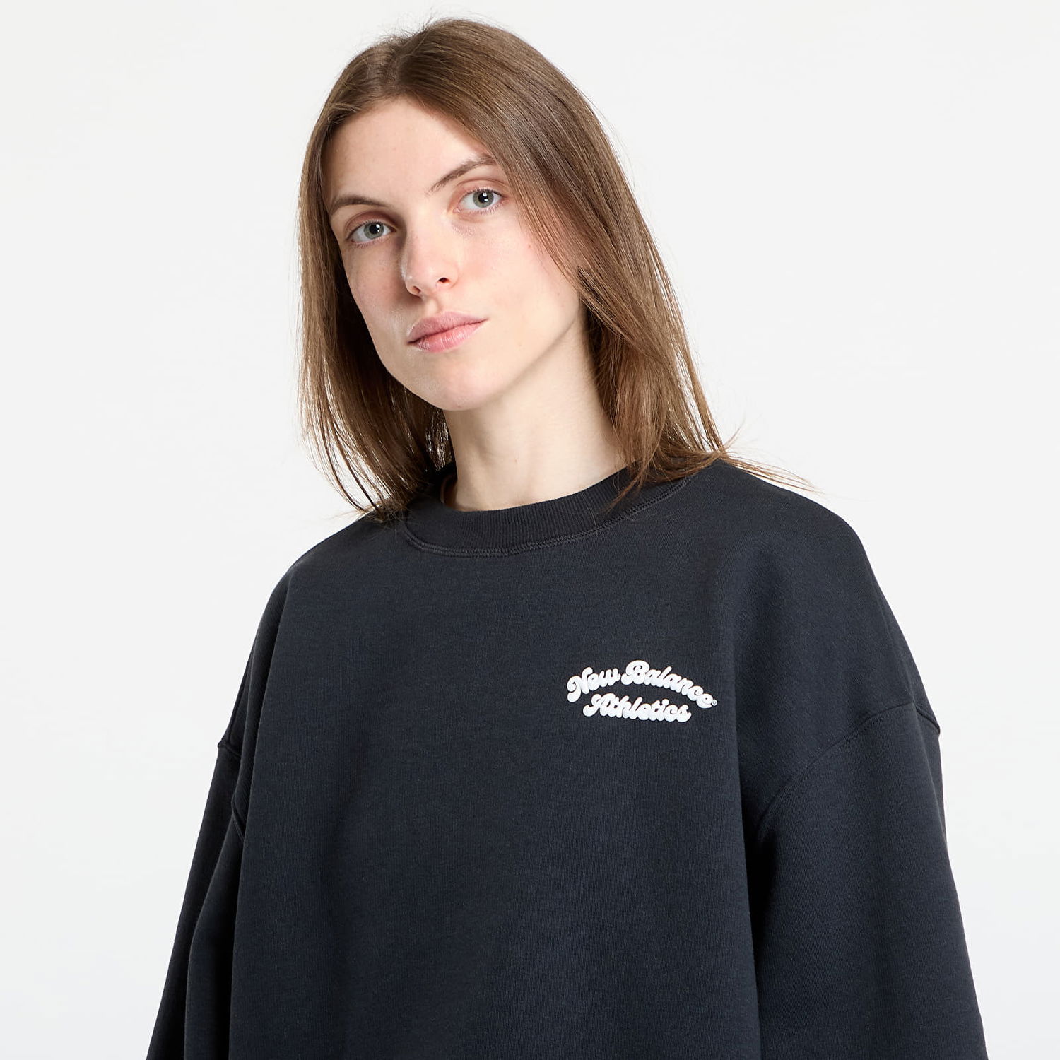 Mikina New Balance Sweatshirt Linear Heritage Fleece Crew Čierna | WT53516BK, 1