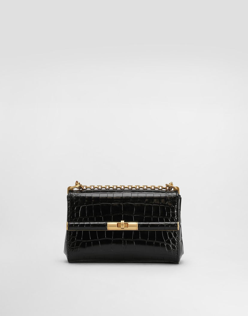Taška cez rameno Dolce & Gabbana Dolce & Gabbana Marlene City Mini Polished Alligator Shoulder Bag Čierna | BB7766A2R0880999