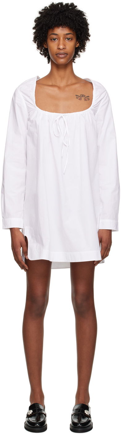 Šaty GANNI GANNI Square Neck Minidress Biela | F7707