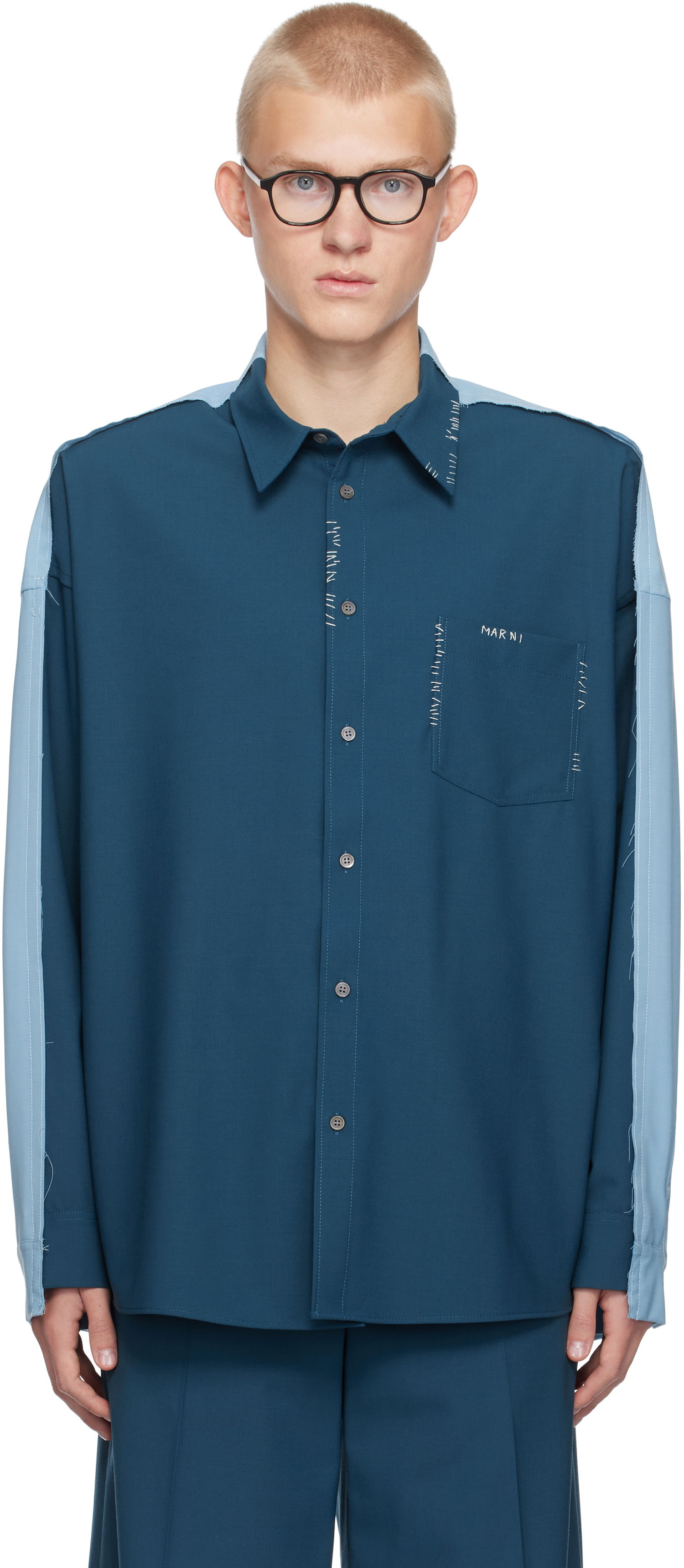 Košeľa Marni Contrast Back Shirt Modrá | CUMU0278QS UTP771, 0