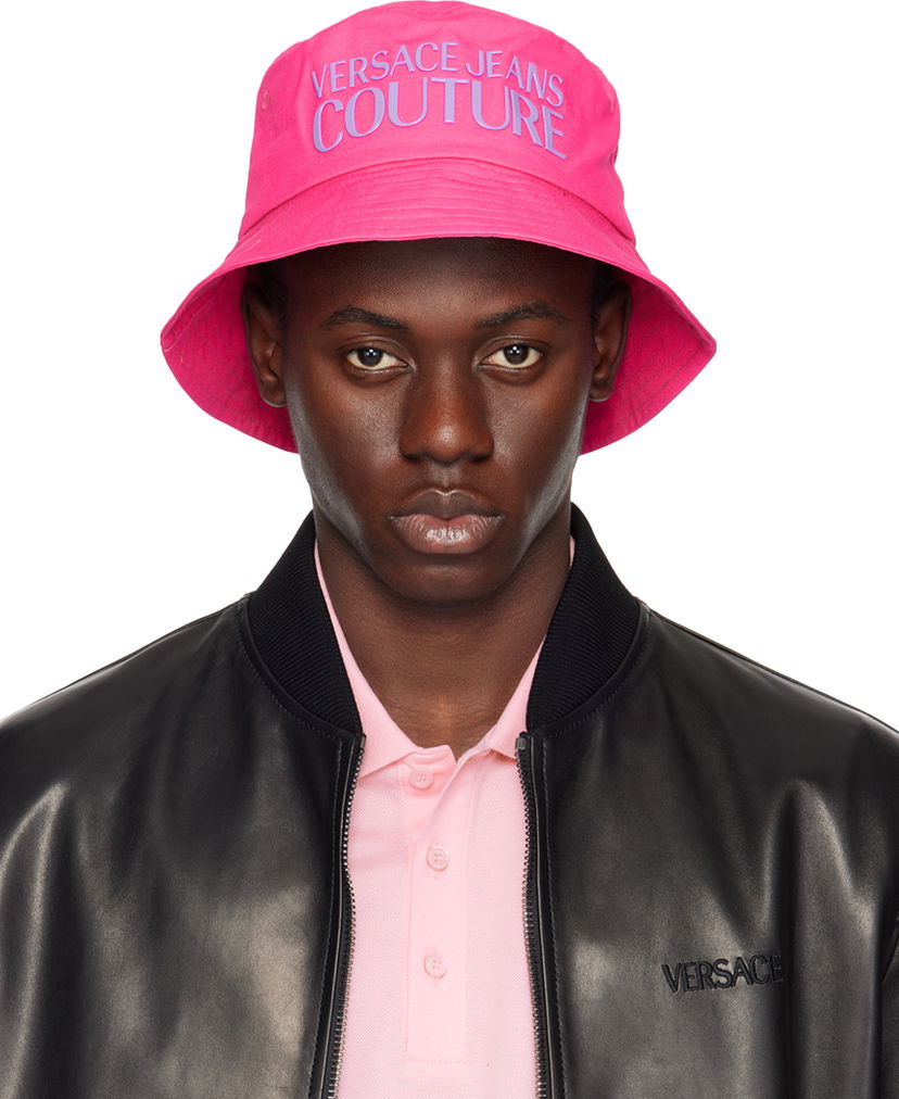 Klobúk Versace Couture Pink Logo Bucket Hat Ružová | E76GAZK04_EZG268