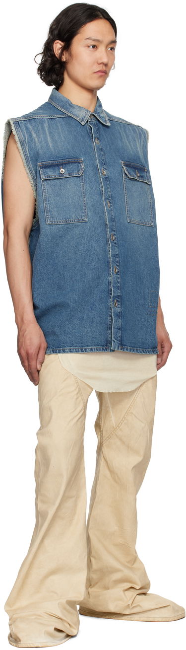 Košeľa Rick Owens Rick Owens DRKSHDW Hollywood Jumbo Denim Sleeveless Overshirt Modrá | DU01E3764 DWB, 3