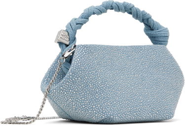 Kabelka GANNI GANNI Mini Bou Bag with Rhinestones and Knotted Handle Modrá | A6655, 2