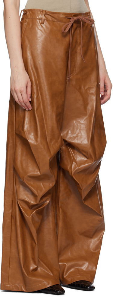 Nohavice Maison Margiela MM6 Maison Margiela Draped Faux-Leather Trousers Hnedá | S52KA0510 M35465, 1