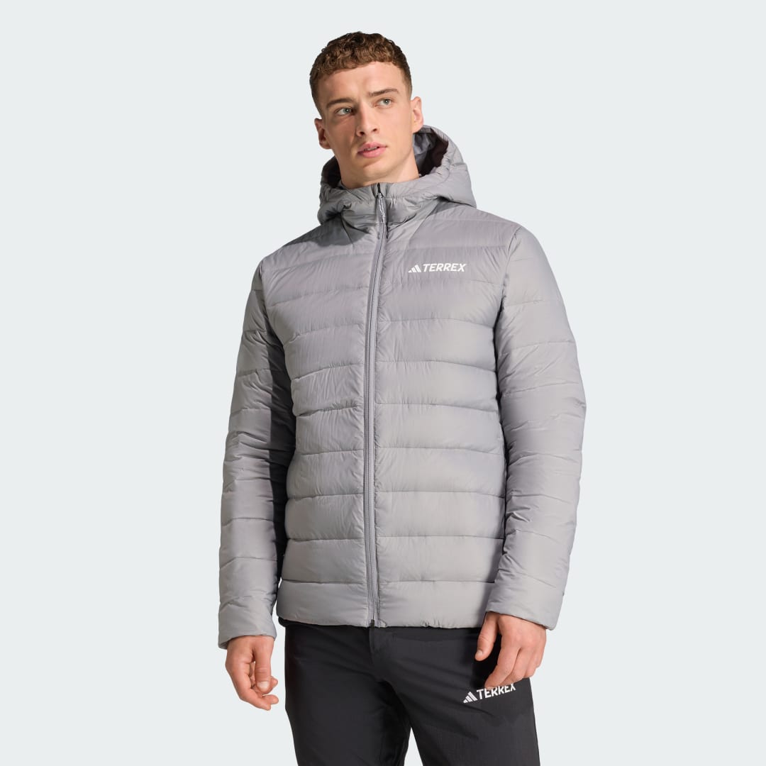 Prešívaná bunda adidas Performance Multi Essentials CLIMAWARM Light Down Hooded Jacket Šedá | KB2174, 0