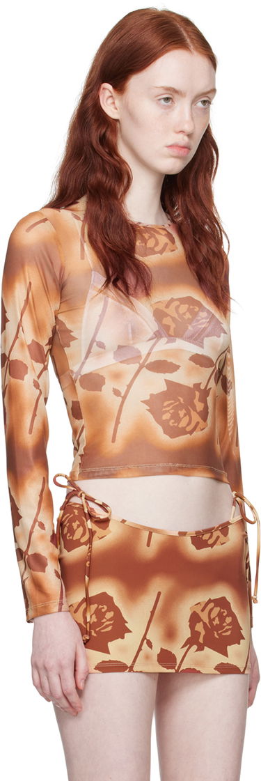 Sukňa Miaou Miaou Floral Long Sleeve Top Hnedá | 7029PM2SRO, 1