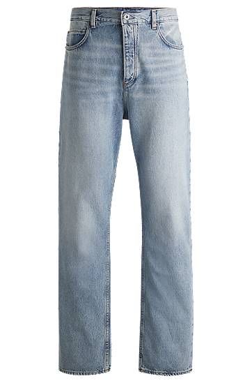 Džínsy BOSS Baggy-Fit Heavyweight Cotton Denim Jeans Modrá | 50511893, 0