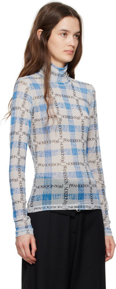 Tričká a tielka JW Anderson JW Anderson Semi-Sheer Logo Turtleneck Top Biela | JO0224-PG1721, 3