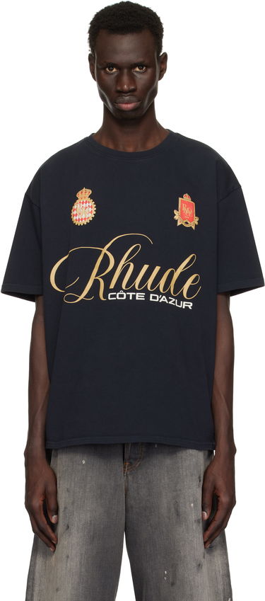 Tričko Rhude Rhude Script Crest T-Shirt Navy | RHPS25TT07012, 0