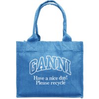 GANNI Large Denim Shopper Tote Bag