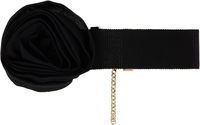 Blumarine Grosgrain Rose Choker with Gold Chain
