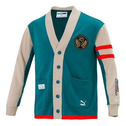 Sveter Puma Mix Badge Long Cardigan Modrá | 537004-90