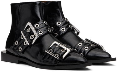 Bunda GANNI GANNI Feminine Buckle Flat Boots Čierna | S2650, 3