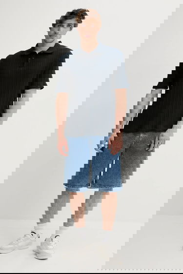 Polo tričko Samsoe Samsoe Ribbed Polo Shirt SAKEVIN Navy | M25200034, 1