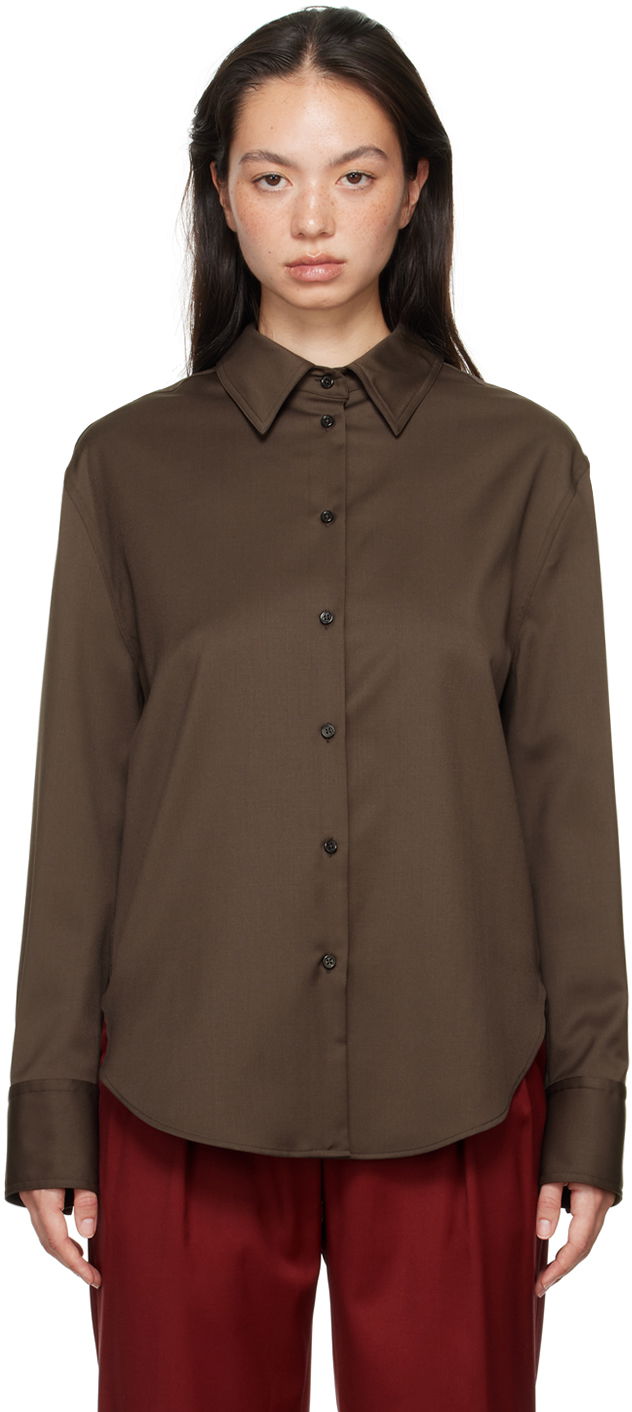 Košeľa Loulou de Saison Loulou de Saison Eliana Long Sleeve Shirt Hnedá | ELIANA, 0