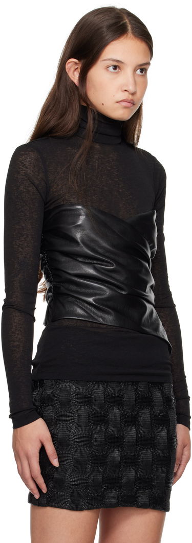 Sveter Nanushka Nanushka Kynlee Vegan Leather Turtleneck Top Čierna | NW24FWTP33600, 1