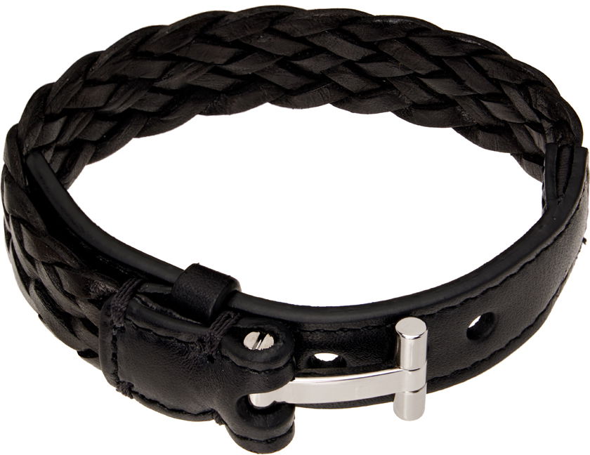 Náramok Tom Ford Black Woven Leather Bracelet Čierna | JM001-ICL001S, 0