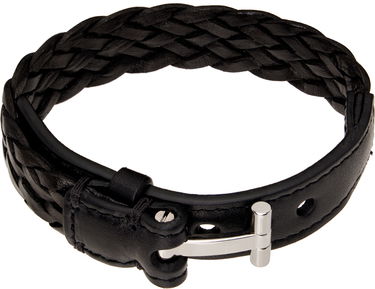 Náramok Tom Ford Black Woven Leather Bracelet Čierna | JM001-ICL001S, 0