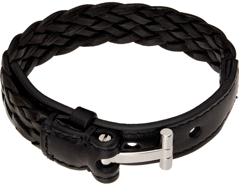 Náramok Tom Ford Black Woven Leather Bracelet Čierna | JM001-ICL001S