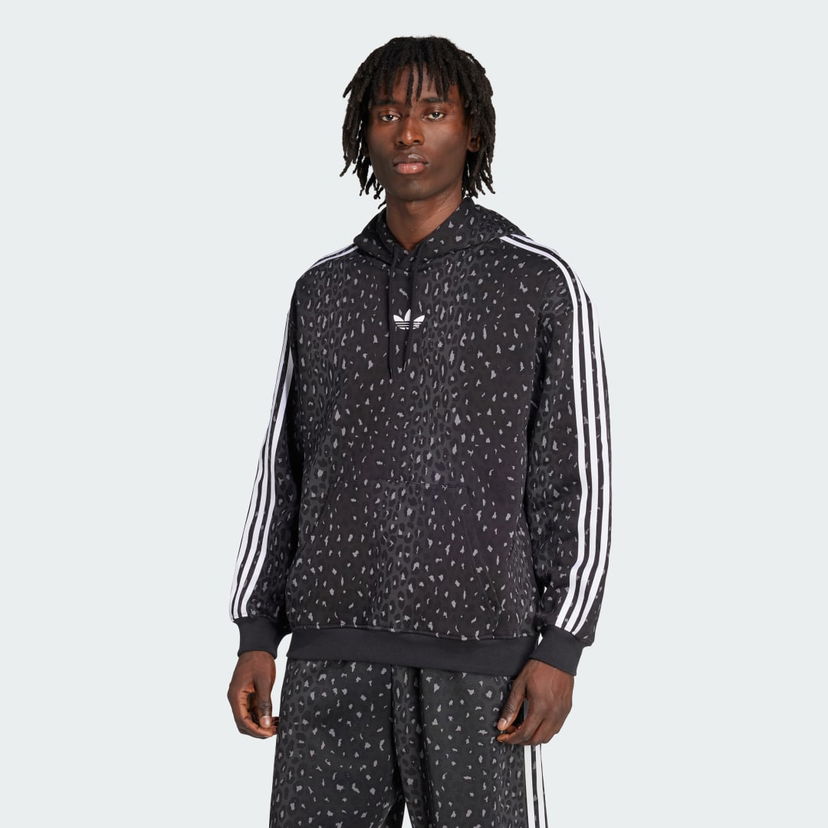 Mikina adidas Performance Leopard Print Loose Fit Hoodie Čierna | JV7561