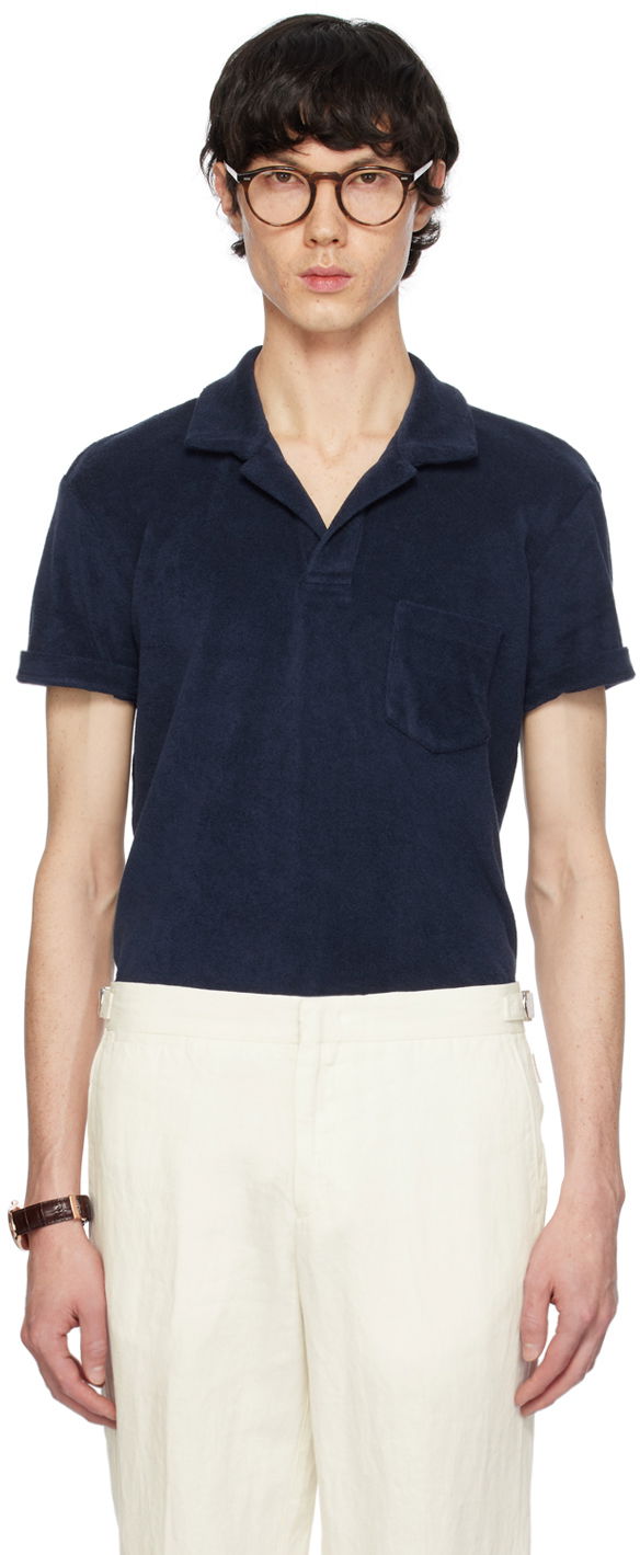 Tričko Orlebar Brown Open Collar Polo Navy | 250118