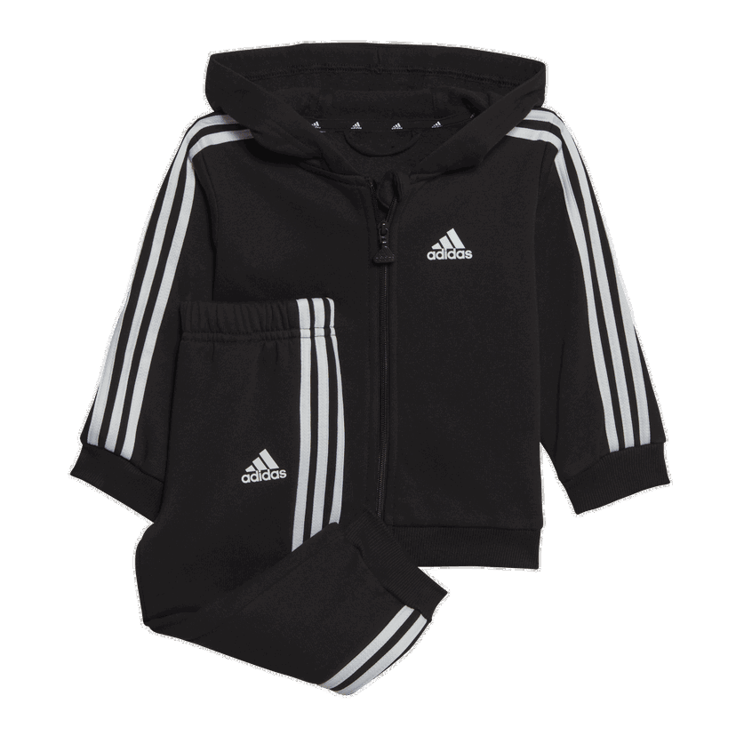 Súprava adidas Originals Essentials 3-Stripes Full-Zip Hooded Tracksuit Čierna | HR5866