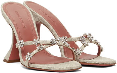 Doplnky Amina Muaddi Amina Muaddi Lily 95 Heeled Sandals Béžová | LILY SLIPPER 95 CL CANVAS, 3