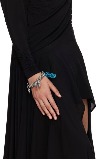 Náramok Chopova Lowena Charm Bracelet with Clover and Blue Crystal Charms Metalická | 6539, 2