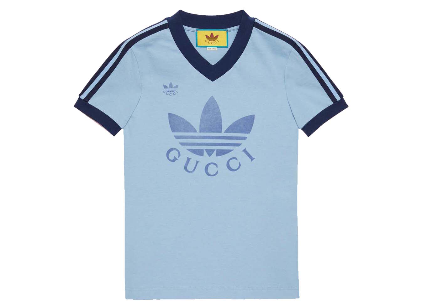 Tričko Gucci adidas x V-Neck T-Shirt Light Blue Modrá | 693636 XJEBZ 4709, 0