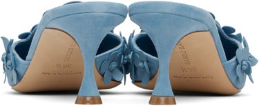 Doplnky Manolo Blahnik Manolo Blahnik Harnes Floral Appliqué Suede Mules Modrá | 225-1763-0001, 1