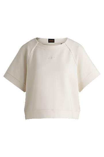 Sveter BOSS Bonded-Jersey T-Shirt with Embroidered Logo Biela | 50541011