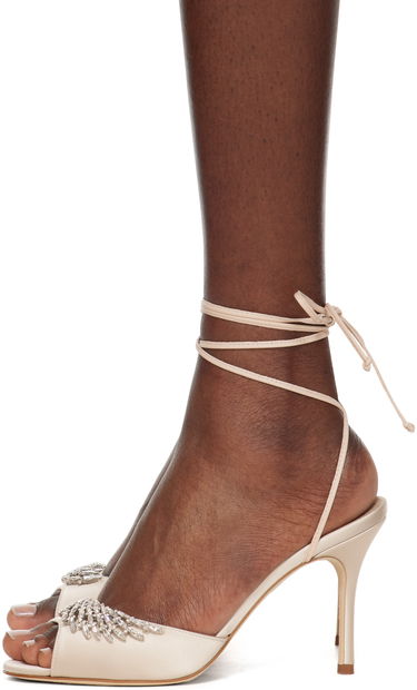 Doplnky Manolo Blahnik Manolo Blahnik Plumena 90 Embellished Satin Heeled Sandals Béžová | 124-2531-0003, 2