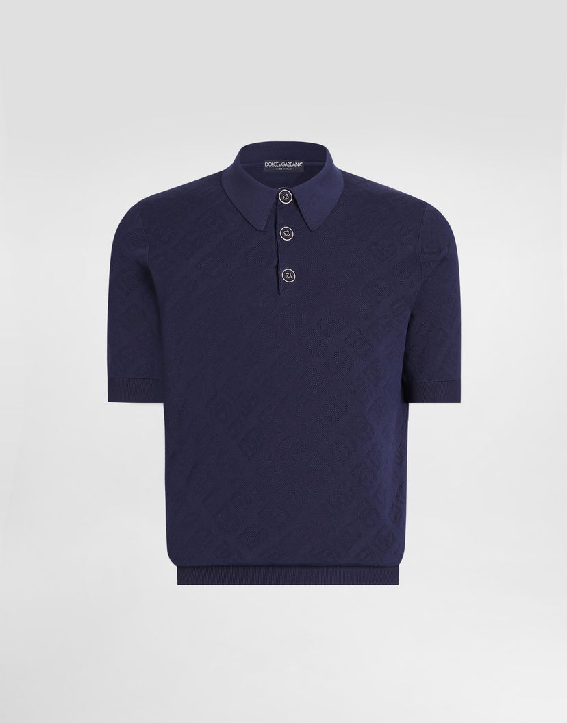 Polo tričko Dolce & Gabbana Silk Monogram Polo Shirt Navy | GXZ02TJBSO9B6712