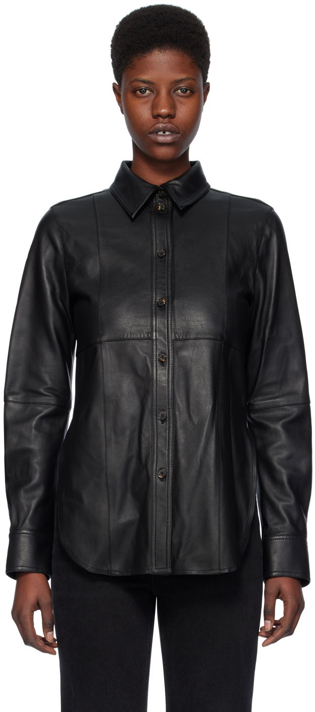 Košeľa TOTEME TOTEME Slim Leather Shirt Čierna | 241-WRT1091-LE0021, 0