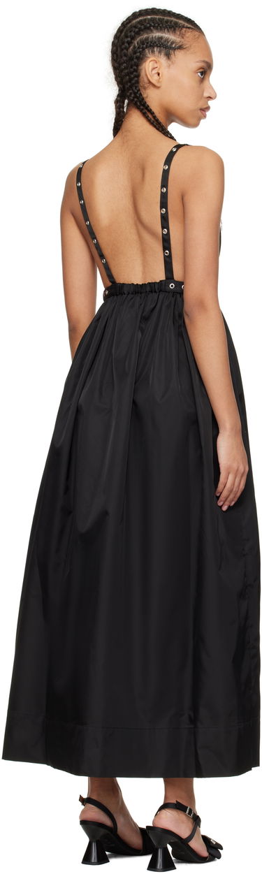 Šaty GANNI GANNI Duchesse Nylon Strap Maxi Dress Čierna | W0030, 2