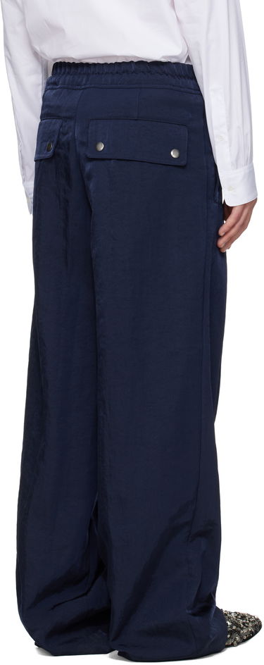 Nohavice Dries Van Noten Dries Van Noten Twill Wide-Leg Drawstring Trousers Navy | 252-020993-2328, 2
