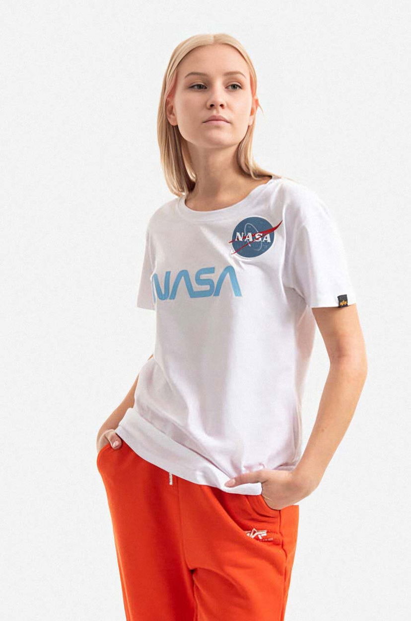 Tričko Alpha Industries Cotton T-shirt NASA PM Biela | 198053.574